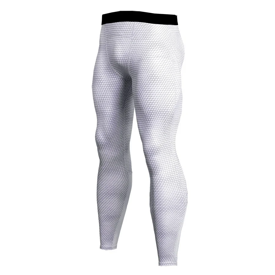 Новые мужские спортивные штаны для бега утягивающие брюки для мужчин Фитнес Леггинсы Легинсы для тренировок быстросохнущие дышащие длинные штаны - Цвет: Белый