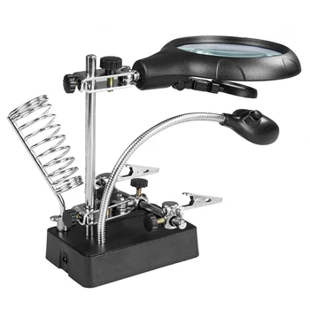

Helping Hand Soldering Stand Magnifying Glass LED Light With 3 Lens Magnifier (EU Plug)
