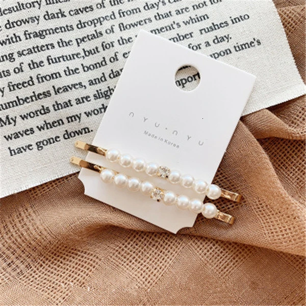 Fashion Barrettes Women Hair Accessories Wedding Jewelry Korean Sweet Flower Imitation Pearl Gold Hair Clip Pins Long Hairgrips - Цвет: 9-2pcs