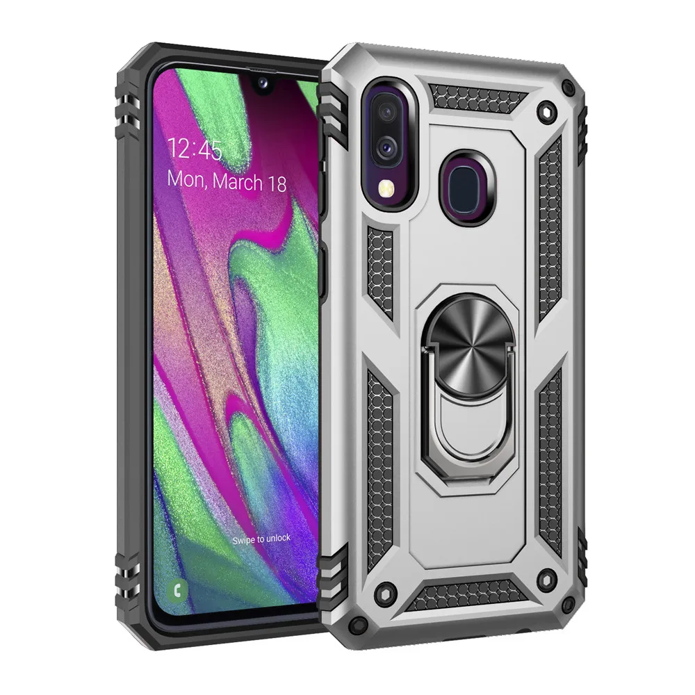 Чехол для samsung galaxy A40 A40S M30 M30S чехол задняя крышка Мягкий силиконовый Автомобильный кронштейн чехол для телефона для samsung A40 A40SM30 M30S - Цвет: Серебристый