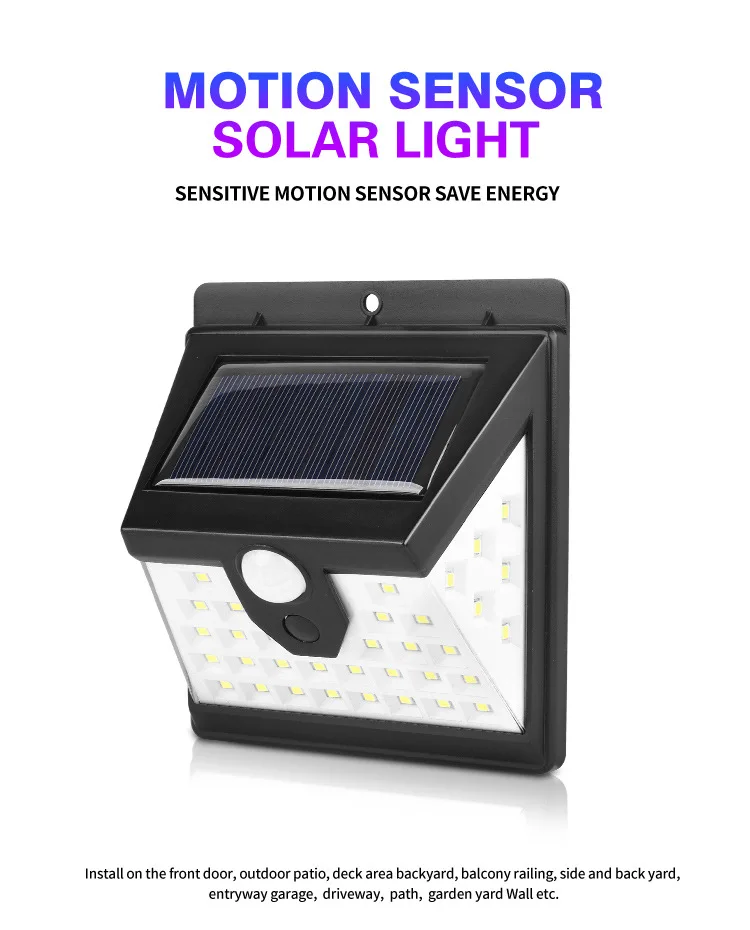 Amazon стиль солнечная Индукционная лампа для человеческого тела 40LED наружная настенная лампа Водонепроницаемый садовое освещение Индукционная лампа