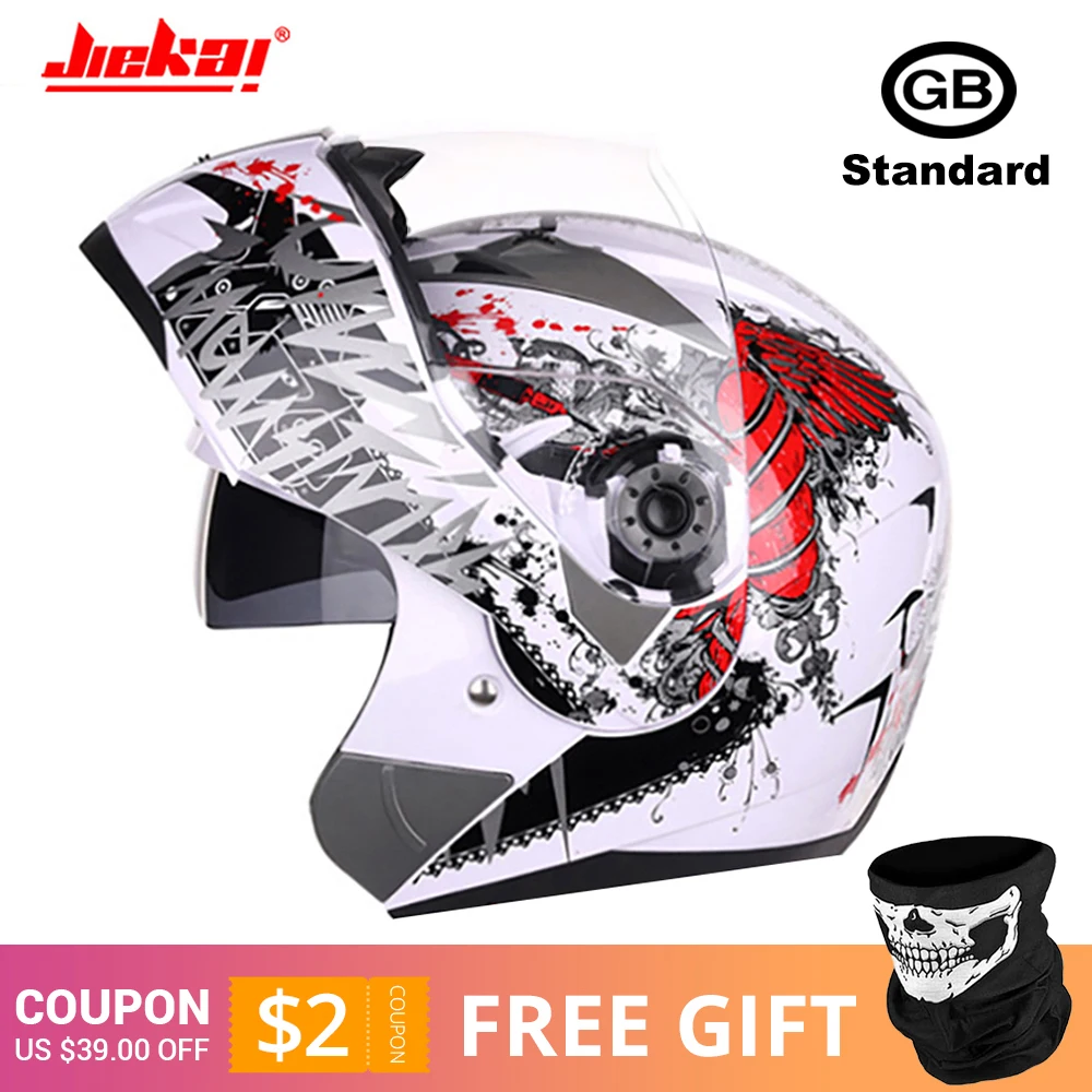JIEKAI 105-2 White Новинка, откидной мотоциклетный шлем, мотоциклетный, модульный, с двумя линзами, для мотокросса, мотоциклетный шлем, крушение, полное лицо, шлемы, Casco Moto Casque - Цвет: JIEKAI 105-2 White