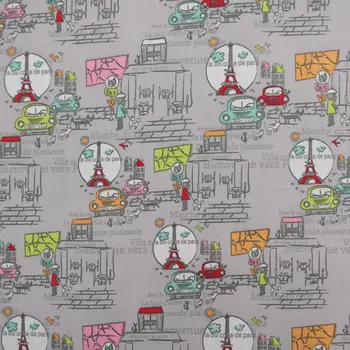 

1 yard Polyester/PVC coated Waterproof Fabric for bag, Paris night view- tower,car, building (width=140cm)