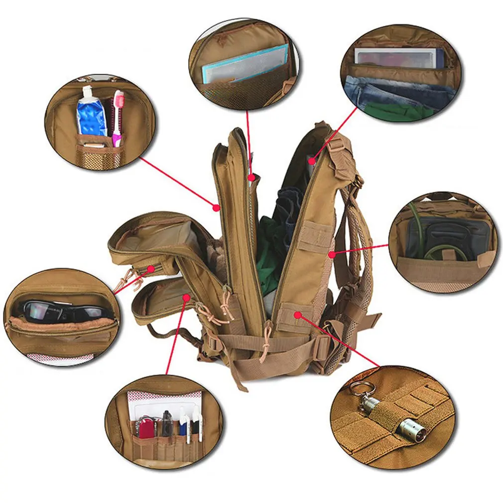 

30L Men Women Outdoor Military Army Tactical Backpack Trekking Sport Travel Rucksacks Camping Hiking Fishing Bags