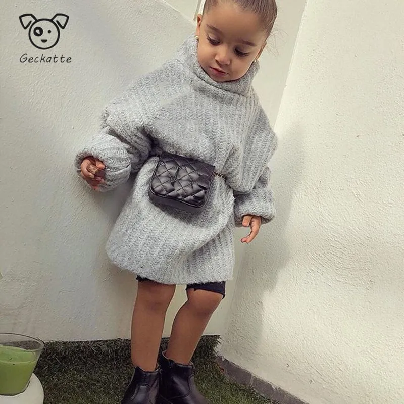 

Geckatte New Baby Girl Clothes Winter Clothes Solid Knitted Sweater Dress Baby Girls Sweaters Toddler Sweater Kids Sweaters