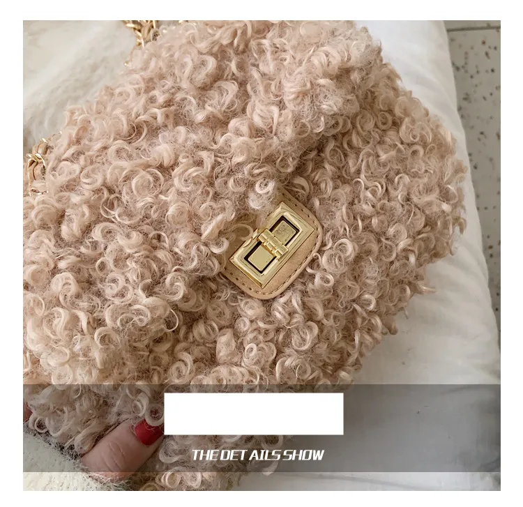 New Winter Fashion New Ladies Square bag High quality Soft Plush Women's Designer Handbag Chain Shoulder Messenger bags