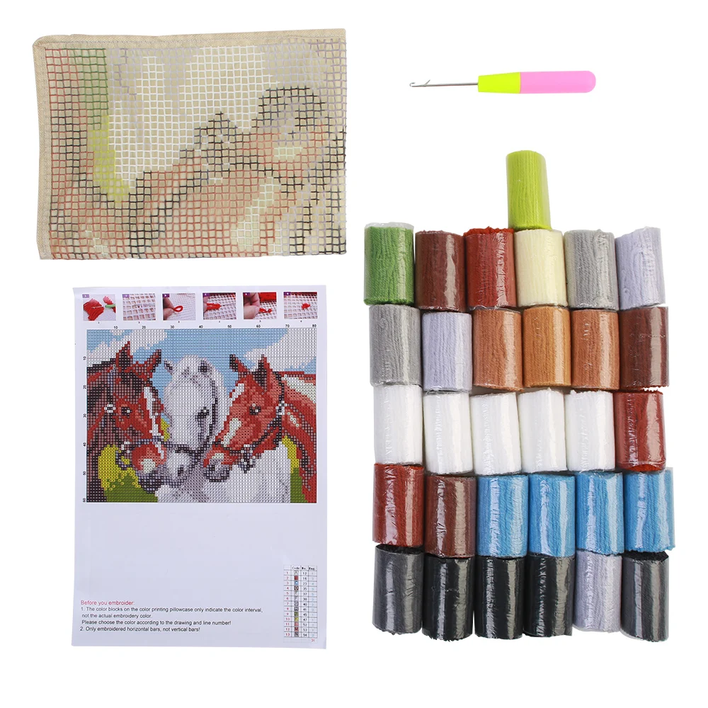 Description Picture 2 of itemDiy Christmas Stocking Christmas decoration Latch Hook Rug Kits for Adults and Kids With Pre-printed Canvas Beginner Handmade