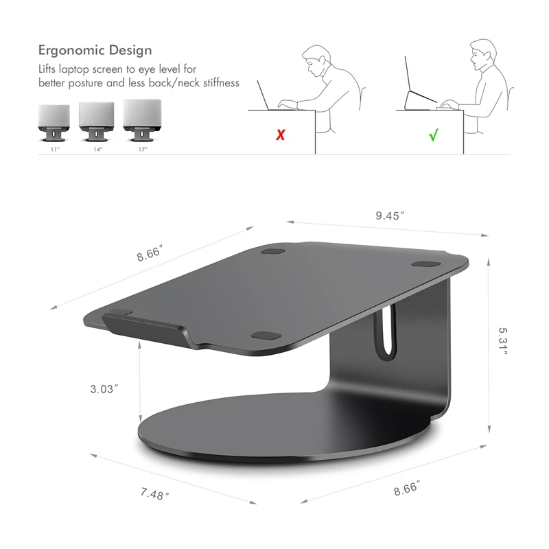 Для ноутбука (11-17 дюймов) 360 поворотные настольные держатели алюминиевый сплав Подставка/крепление