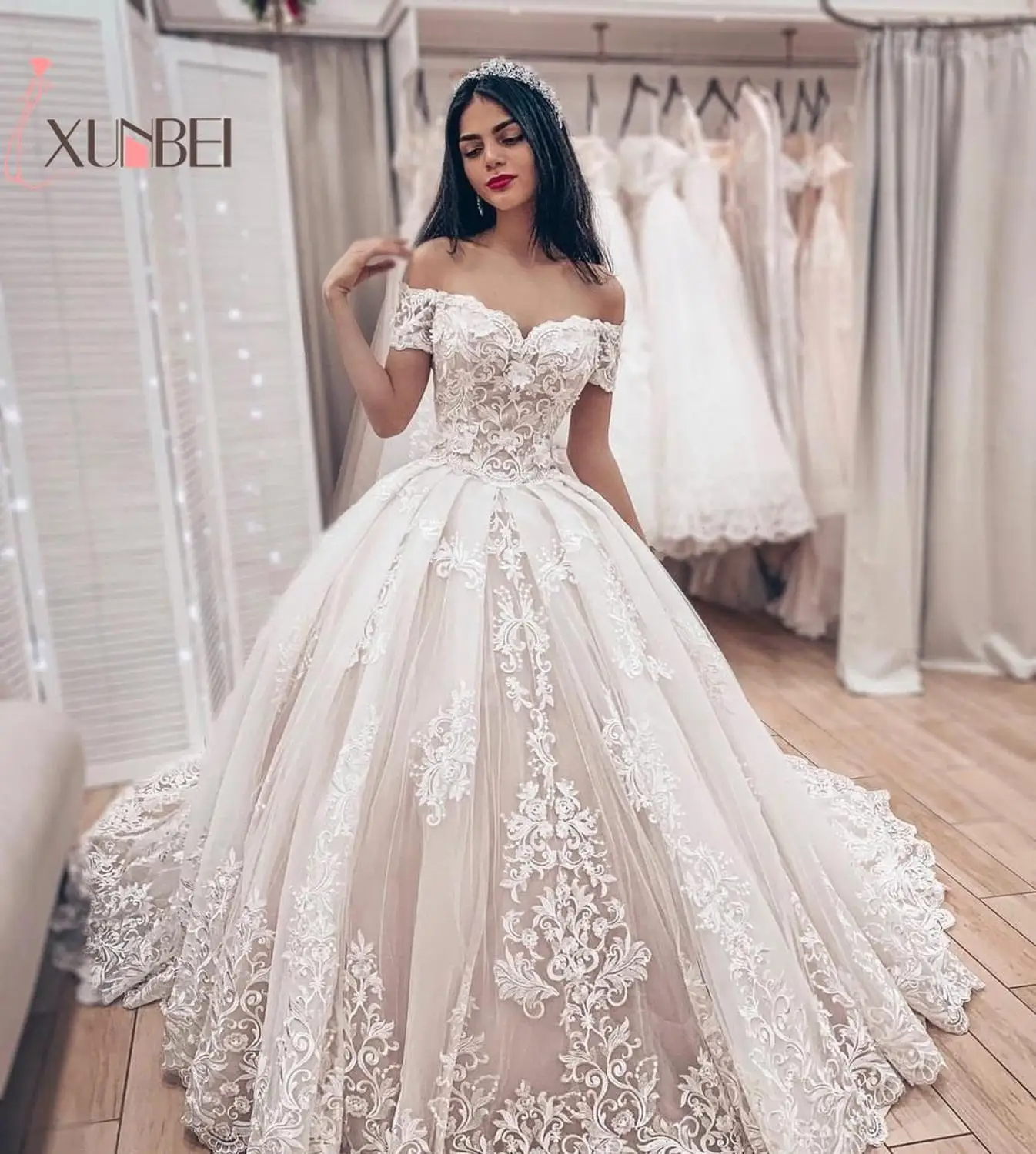 Robe de mariee винтажные кружевные свадебные платья с открытыми плечами, Аппликации, свадебные платья, сексуальный v-образный вырез, свадебные платья со шлейфом