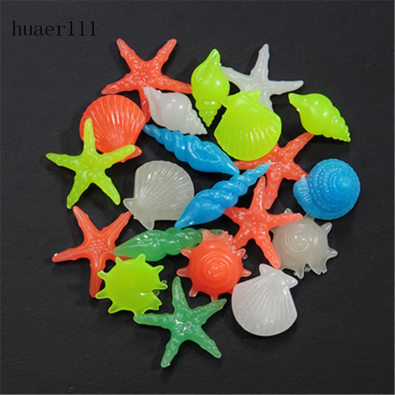 5/10/20pcs Colorful Luminous Starfish Conch Shell Shaped Glowing Stones Decorative For Garden Aquarium Fish Tank Pool Landscape | Дом и сад