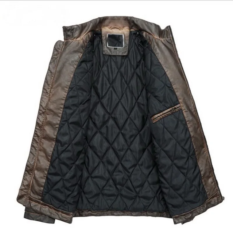Мужская омываемая кожаная куртка, теплая Высококачественная зимняя кожаная куртка, повседневная мотоциклетная ретро куртка из искусственной кожи, Chaqueta Cuero Hombre
