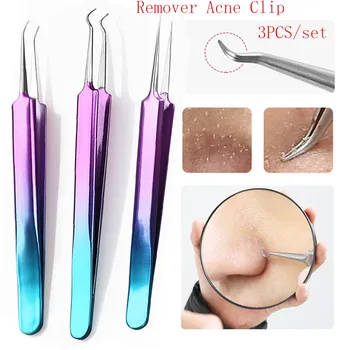 

Stainless Steel Acne Needle Pimple Needle 3 Types Blackhead Remover Acne Clip Tweezer Extractor Tool Face Skin Care Tools Set