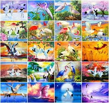 AZQSD Picture By Numbers Crane Bird Flower Frameless Acrylic Paint Painting By Numbers Animal Handpainted On Canvas Wall Decor