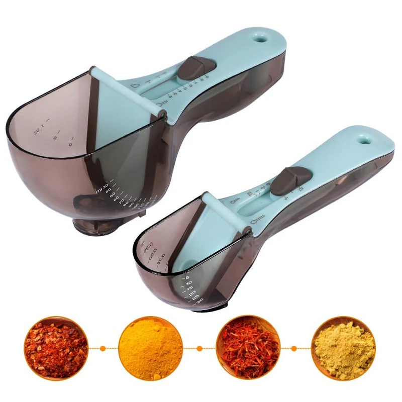 

2-piece set Measuring Spoon Kitchen Tools Adjustable Plastic Engraving Measuring Baking Tools