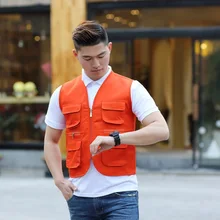 Чистый хлопок мульти-карманы жилет открытый жилет волонтера Реклама жилет настраиваемый печатный логотип Иу