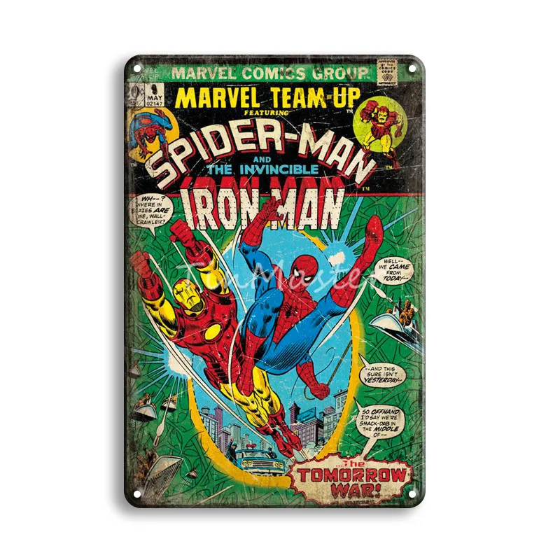 Marvel Comics мультфильм Халк металлическая настенная художественная жестяная вывеска винтажный металлический плакат Супермен картина Детская комната туалет сладкий домашний декор - Цвет: 20100