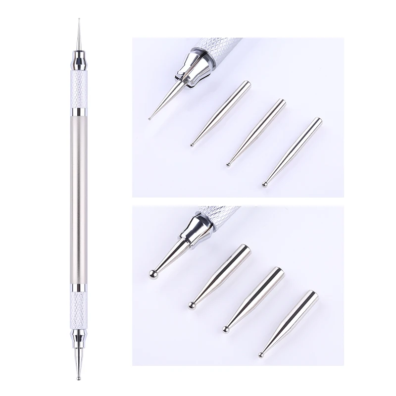 

1 Pc Dismountable Marbling Nail Dotting Pen Double-ended Manicure DIY Design Metal Dot Flower Pen For Nail Art Tool Set