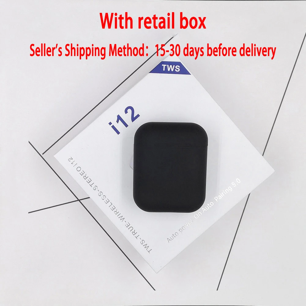 i12 With Box Black I9s i12 Tws беспроводные bluetooth-наушники 5,0, мини-наушники с микрофоном, зарядная коробка, Спортивная гарнитура для iphone, Xiaomi, huawei - Цвет: i12 With Box Black