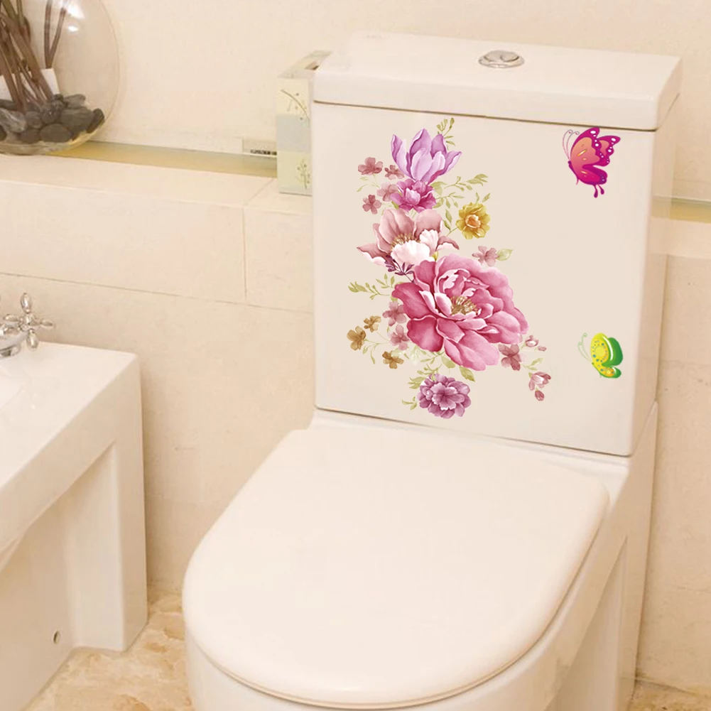 Colorful flower floral vine fridge wall sticker bathroom toilet refrigerator cupboard decor pvc wall decals diy art gift