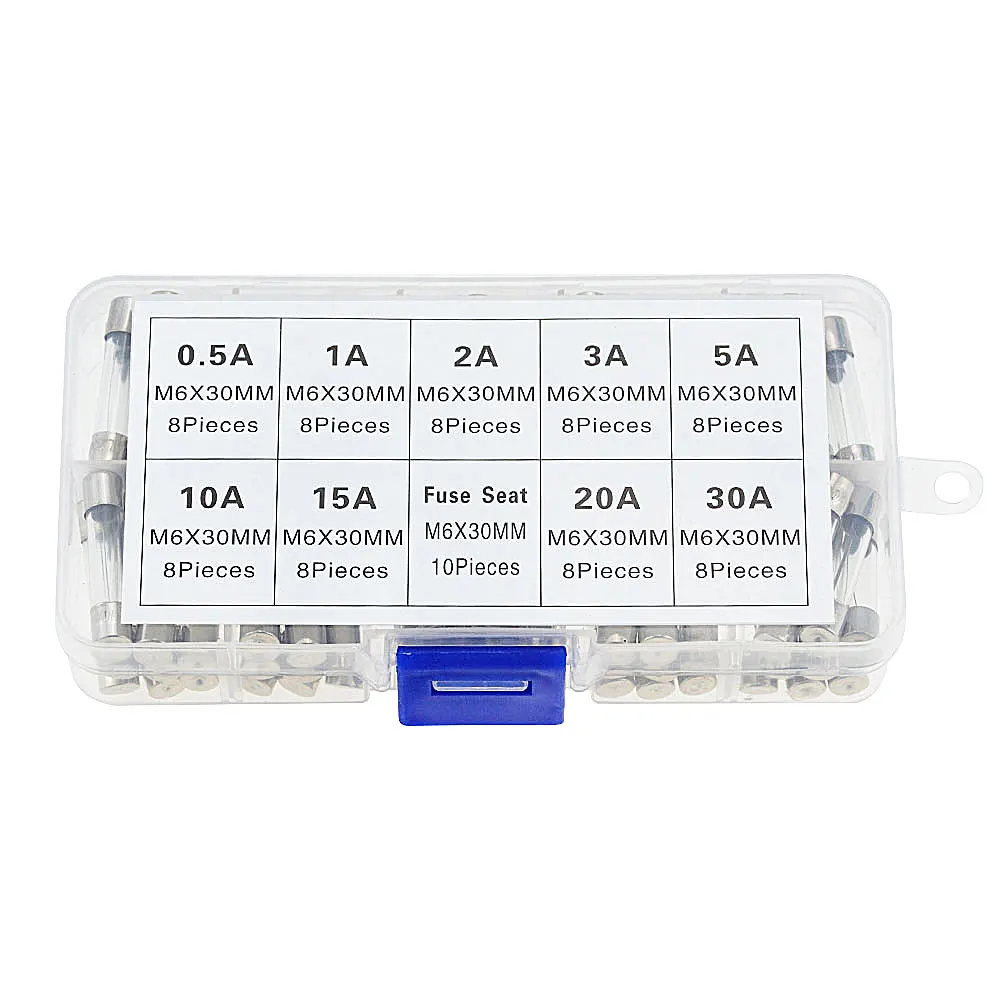 6x30mm Quick Blow Glass Tube Fuse Assorted Kits 72pcs/Box tube fuses glass fuse kit