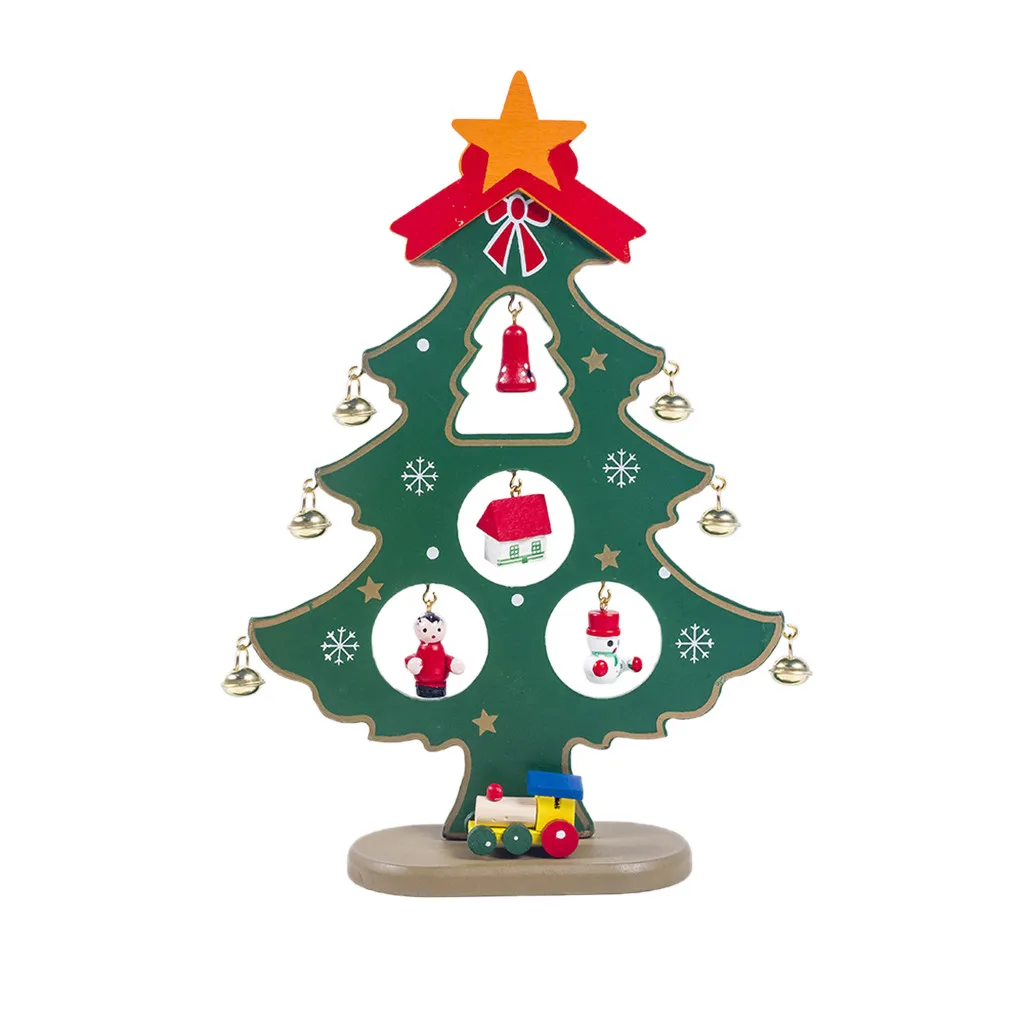 Мини Рождественская елка Санта Рождественский Клаус Снеговик деревянные качели украшения год орнамент вечерние украшения#20 - Цвет: B