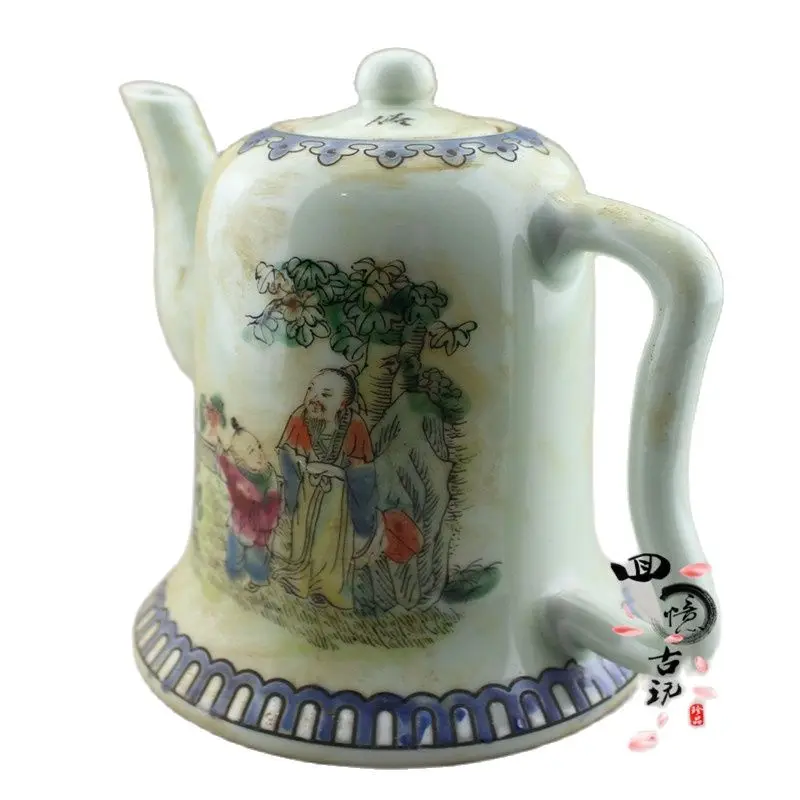 

Old Porcelain Pastel Teapot, Blue and White Porcelain, Kung Fu Teapot