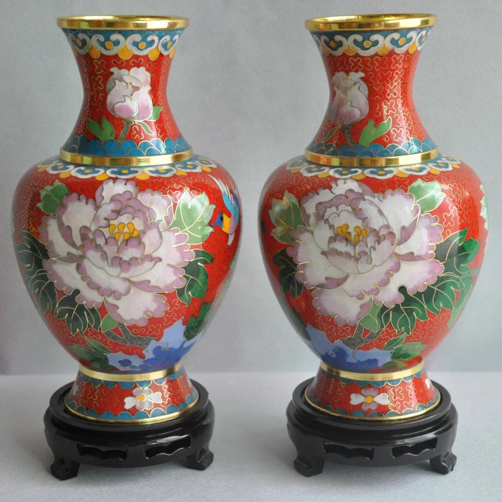 

Китайские характеристики, металлический перегородчатый цветочный бутылок, эмалированные украшения для бизнеса и офиса, чистая медь ручной работы, для отеля, дома, бара d