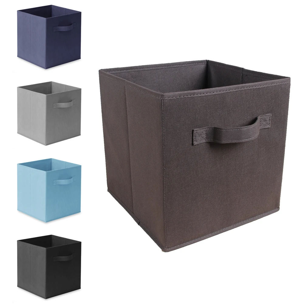 2pcs Collapsible Foldable Cloth Fabric Cubby Cube Storage Bins Baskets for ShelvesStorage Boxes