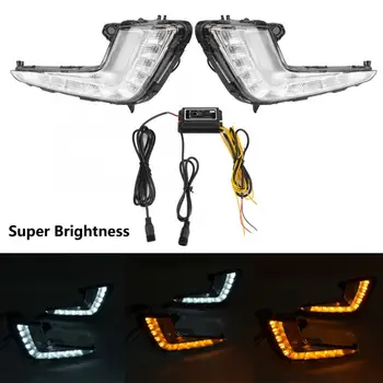 

1 Pair Car LED Daytime Running Turn Signal Light 2-Color DRL LED Fog Lamp for KIA Rio K2 2012 2013 2014 Car Styling