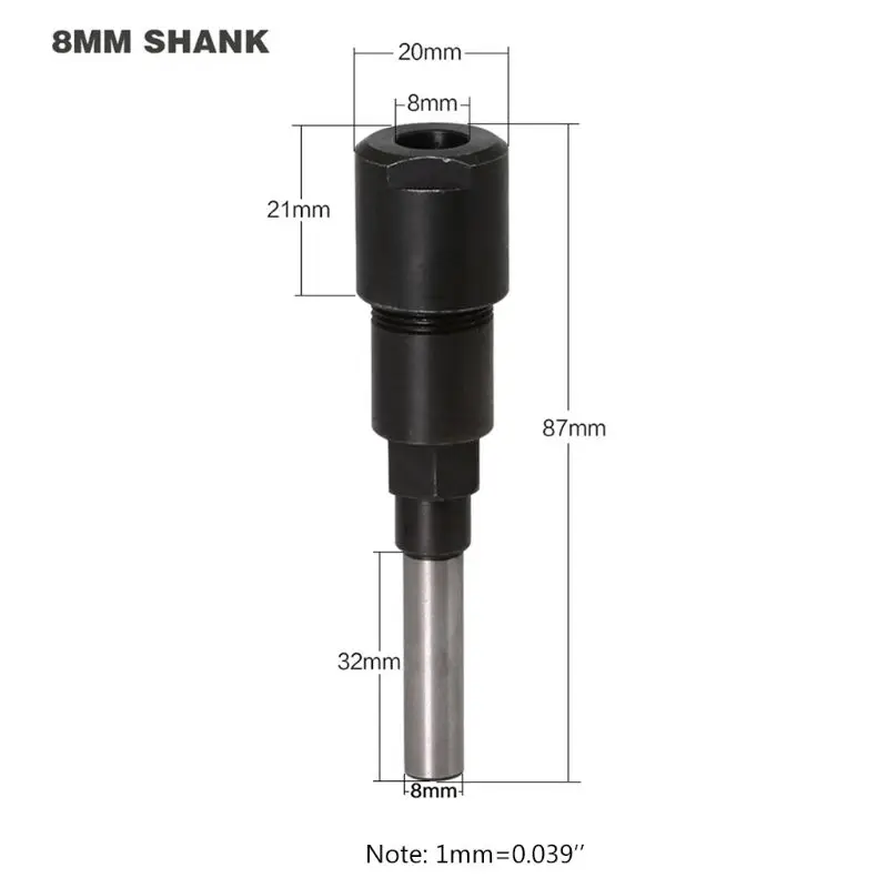 8mm Shank Engraving Machine Extension Rod Milling Cutter Router Bit Extension Collet Black Hotselling 63HF