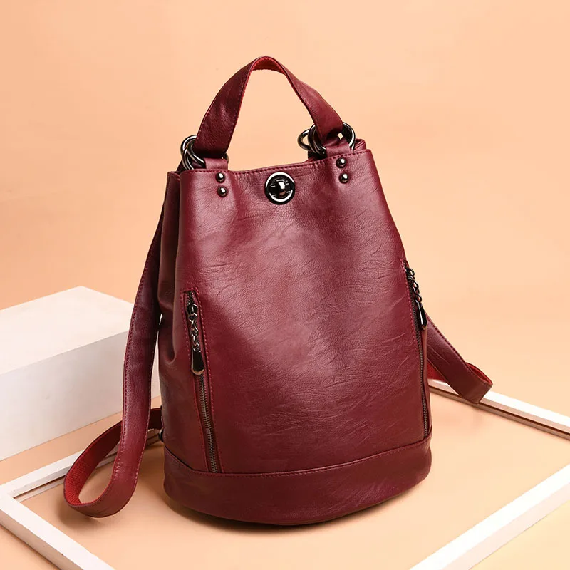 Женский рюкзак mochila feminina повседневный многофункциональный женский кожаный