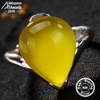 

Israel S925 Fine Antique shop Ring Sterling Silver waterdrop tear drop Natural Artisan Baltic Natural Gemstone amber
