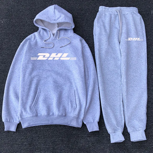 Мужской брендовый DHL спортивный комплект с капюшоном, свободная осенне-зимняя кофта для бега с длинным рукавом, Модный пуловер, хлопковый свитер - Цвет: 17