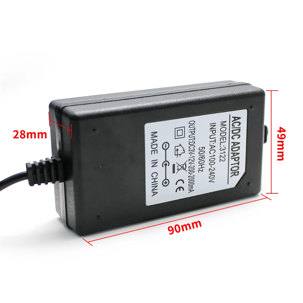 12V Регулируемый адаптер питания AC DC 3V 2A 24W Универсальное зарядное устройство