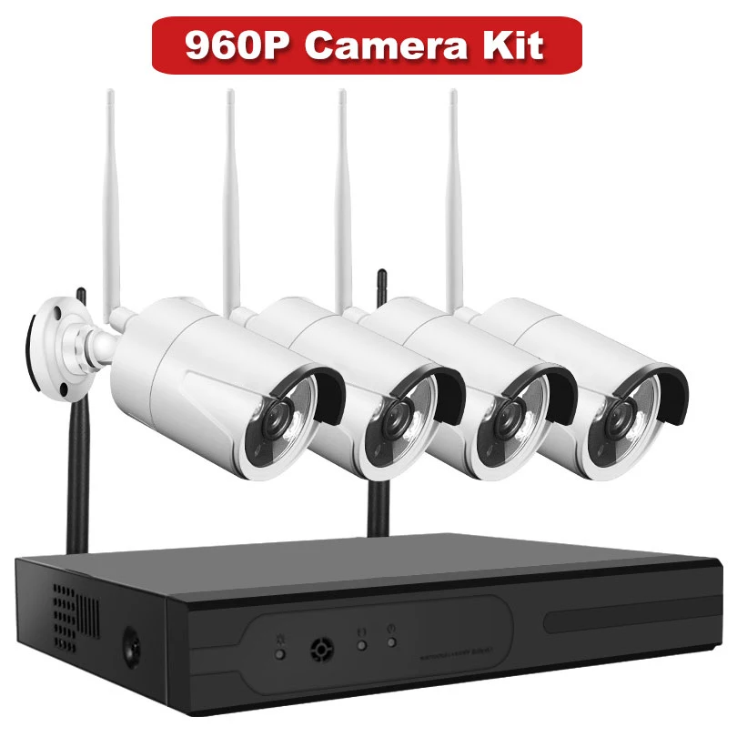 Wheezan камера система видеонаблюдения Wifi 4CH 1080P NVR комплект беспроводной водонепроницаемый ночного видения умный дом видео наблюдения комплект ip-камер - Цвет: Серый