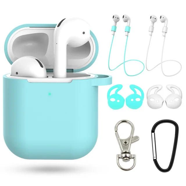 Идеальный чехол для airpods 2 3 skins для Apple airpods pro Air pods 3 2 Наушники защитный чехол для airpods pro Чехол аксессуары - Цвет: 2 Mint Green Set