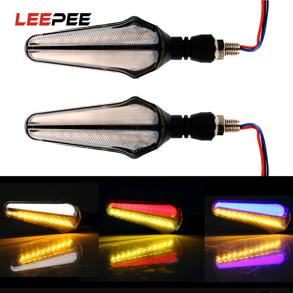 LEEPEE 1 пара мотоцикл вода течет указатель поворота Индикатор мотоцикла мигалка 24LED два-цветовой эталон дневной стоп-сигнал