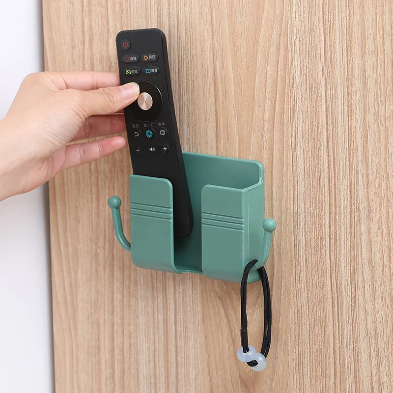 1/2 Pcs Self-Adhesive Wall Mount Remote Control Phone Holder Wall Beside Organizer Storage Box for Phone Power Bank Makeup Brush