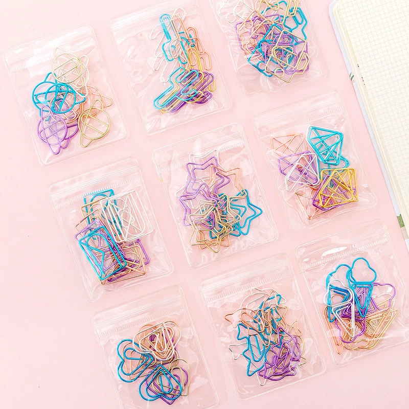 10 pcs/Pack cute Cactus star Ice Cream Mini Paper Clips Kawaii Stationery Metal Clear Binder Clips Photos Tickets Notes Letter