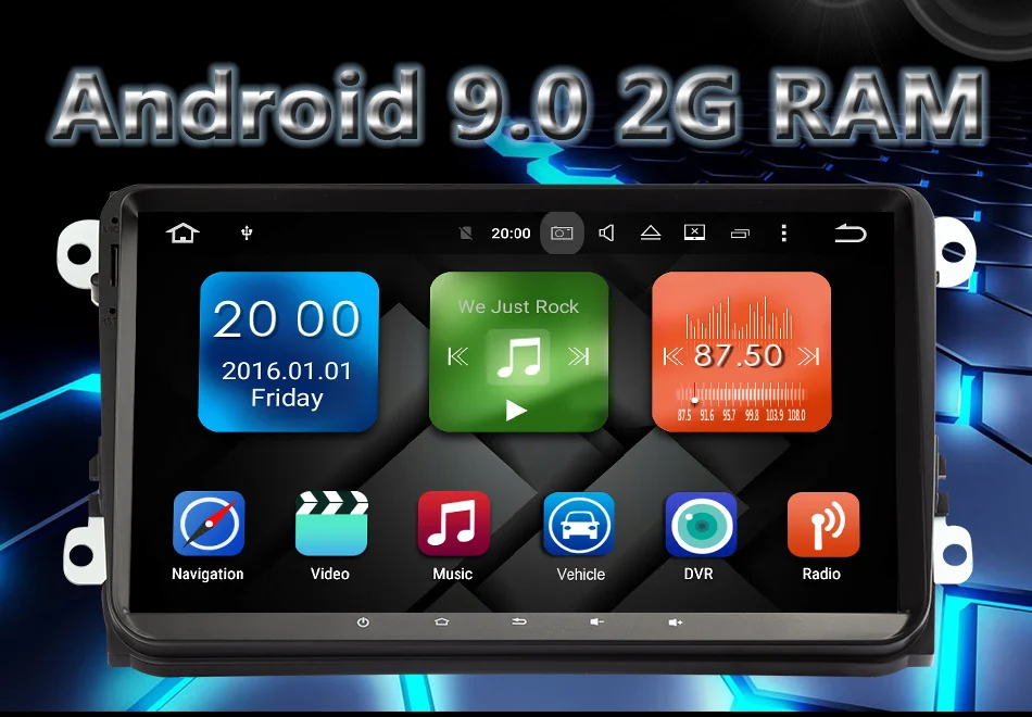 Flash Deal Eunavi 2 Din 9 inch Quad core Android 8.1 car dvd GPS for VW Polo Jetta Tiguan passat b6 cc fabia mirror link wifi Radio  in d 0