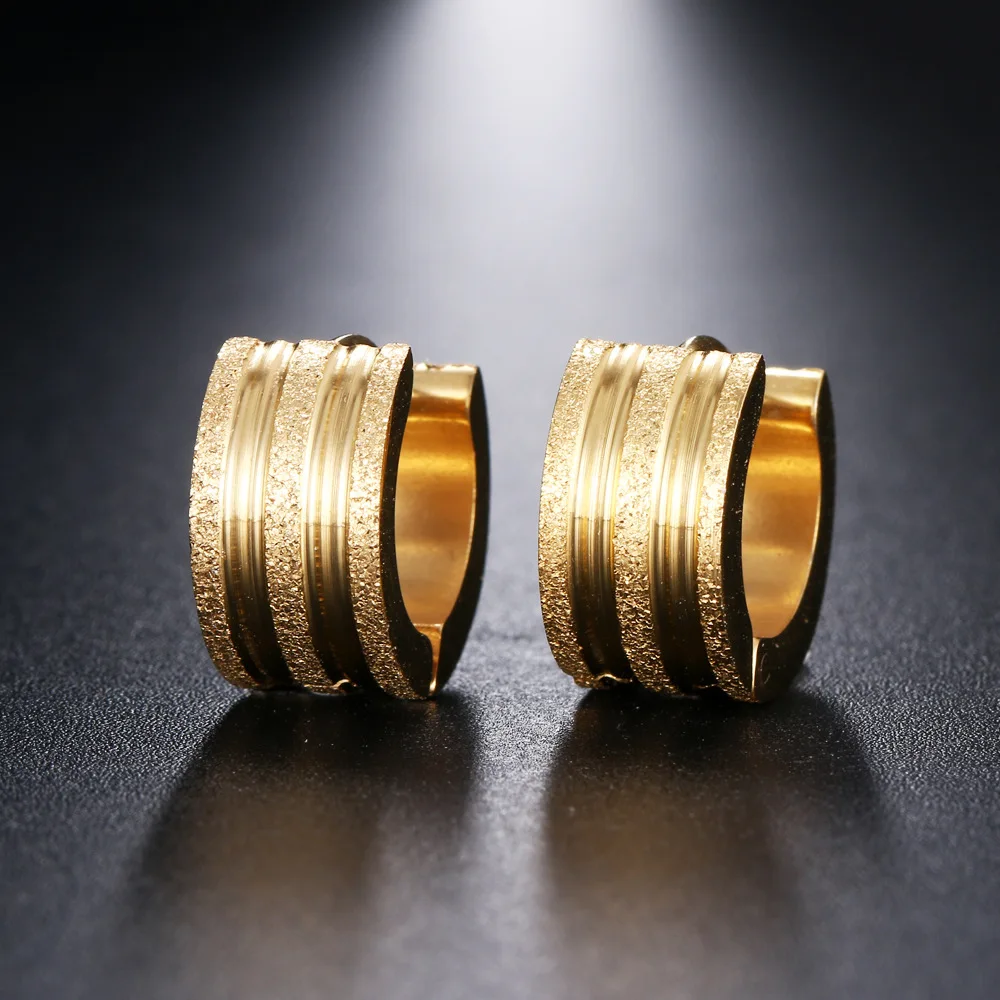 

Shi Ying Bxg8 Gold Steel Color Dull Polish-Style Ear Clip Women's Stainless Wide Earrings Europe And America Hot Sales