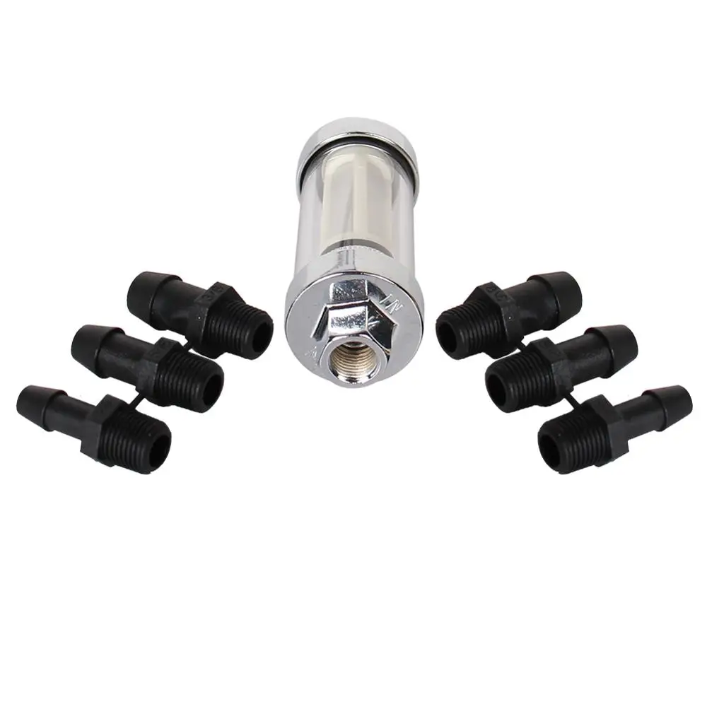 PRECISION AUTO LABS 1/" 3/8" 5/1" Универсальный прозрачный топливный фильтр с хромированным покрытием шланга 9706