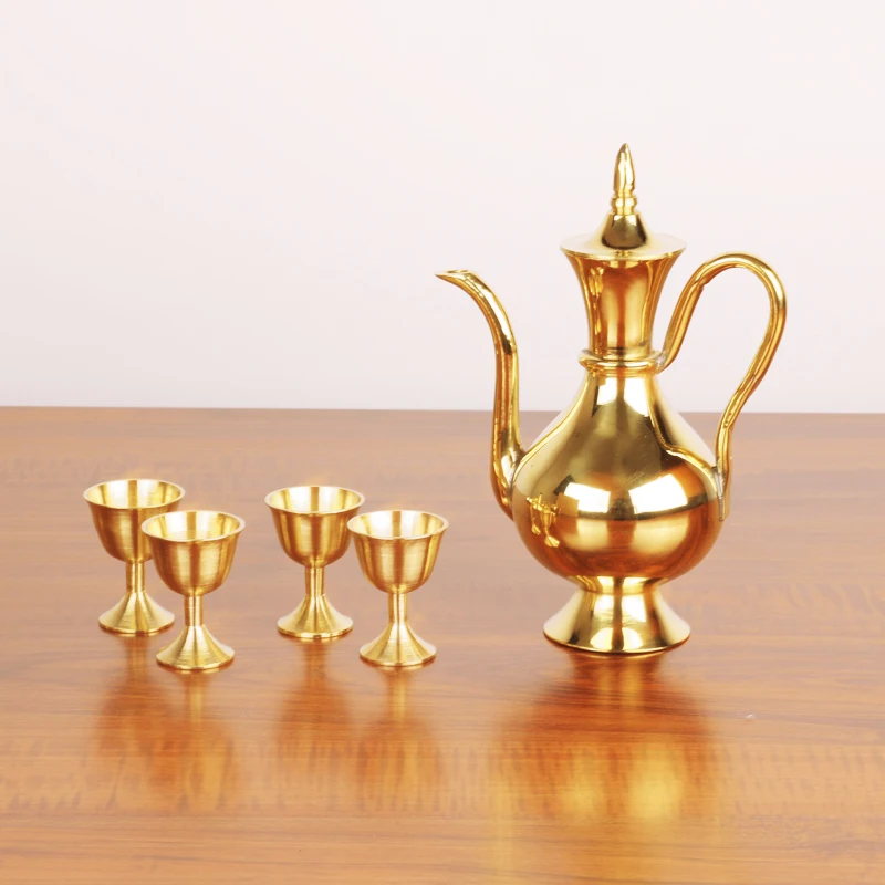 Home sake hand-made antique complex classical personality creative pure copper hip flask hot yellow liquor set | Дом и сад