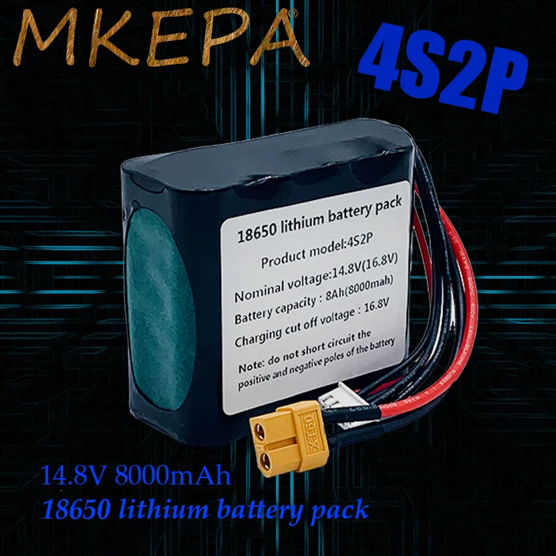 New 4S2P 14.8V 8000mAh 16.8V18650 Battery Pack High Capacity UAV