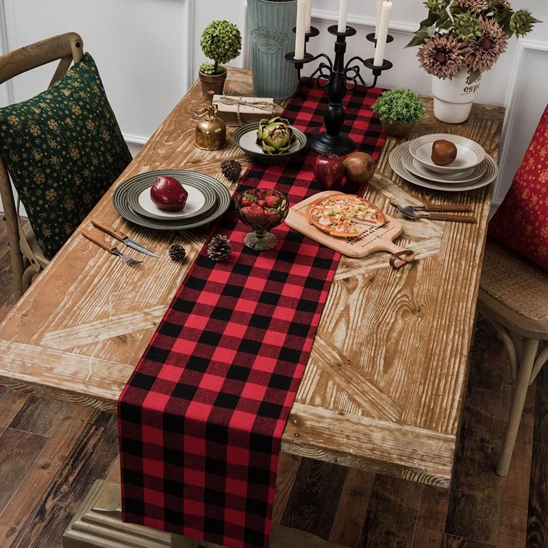 Buffalo Плед подстилка Gingham плед контрольный набор 4 Двойной 30*45 см хлопок еда и 30x180 см Настольный коврик банкетное украшение