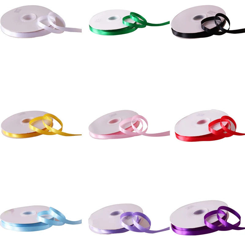 

5Yards/Roll Silk Satin Ribbons Christmas Wedding Decoration Birthday Gift Box Wrapping DIY Crafts Roses Artificial Flower 10 mm