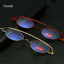 Многофокальные прогрессивные тонкие оптические очки для чтения ультра-светильник из титанового сплава Анти-синие портативные складные очки для чтения