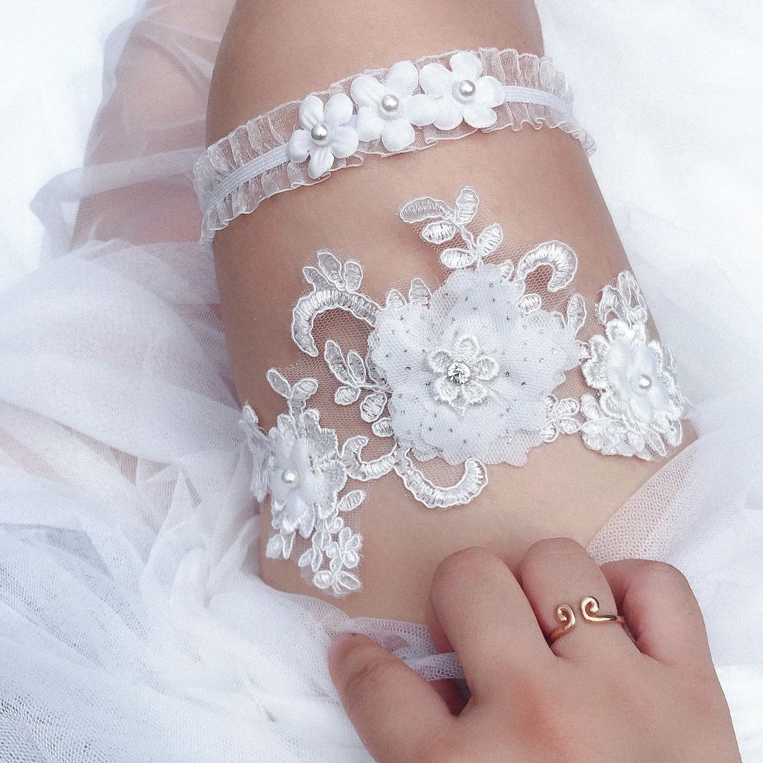 wedding lace around leg
