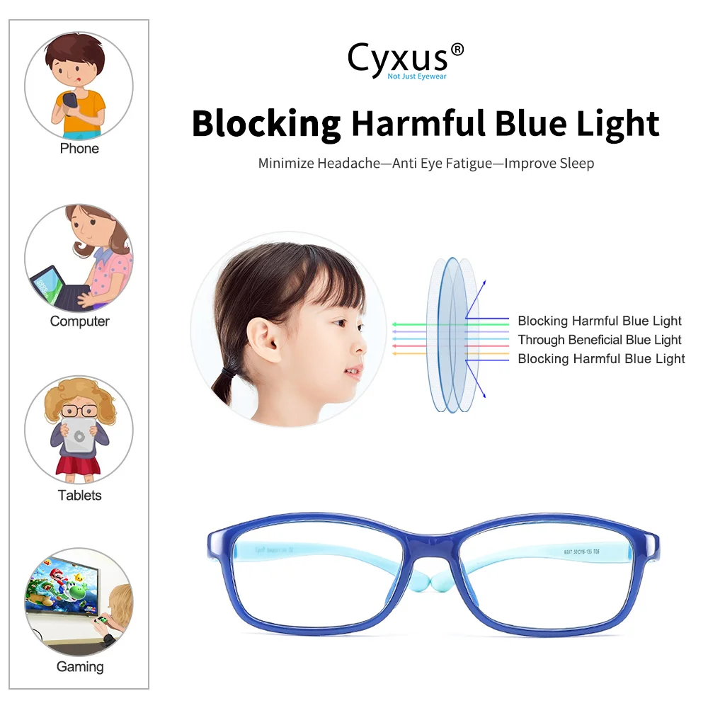 Детские компьютерные очки Cyxus с защитой от синего света гибкая оправа без