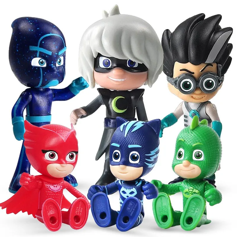 

6pcs/sets PJ Masks Doll Set Anime Character Catboy Owlette Gekko Action Figure Model Child Doll Model Pajamas Hero Kids Gift